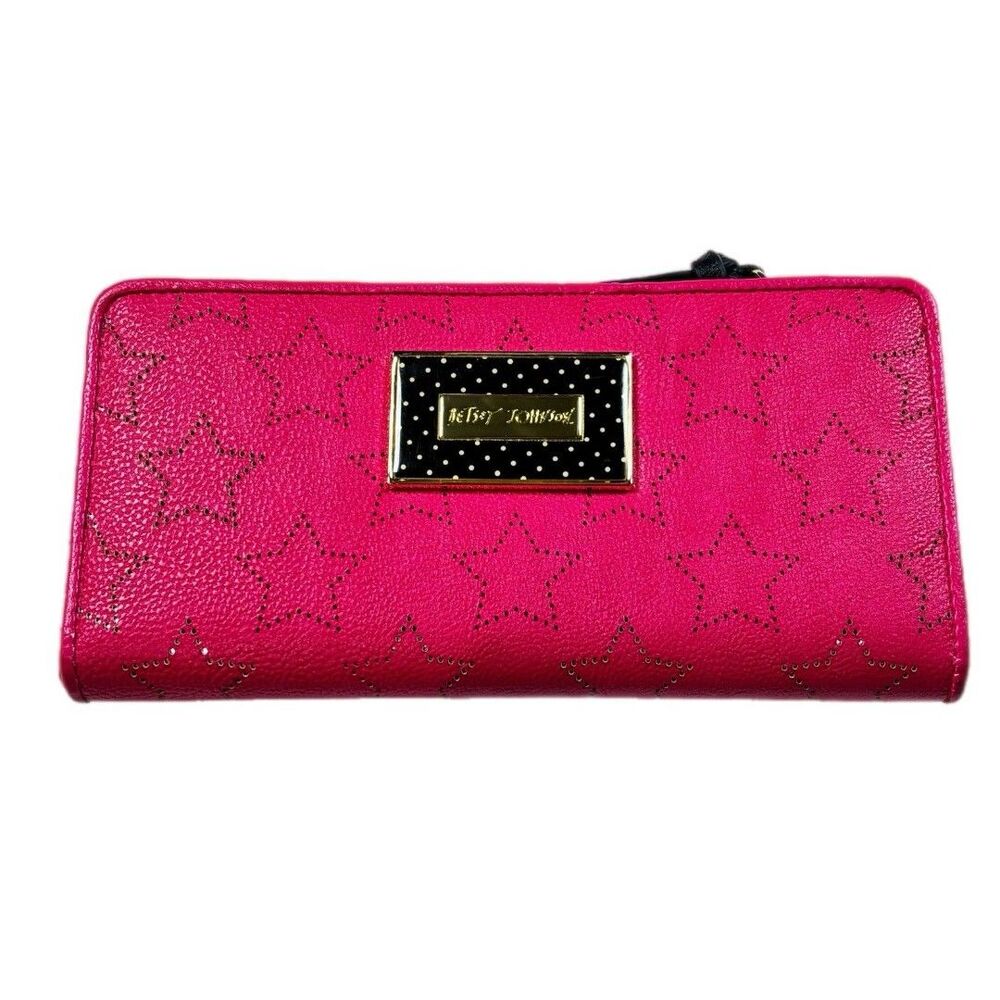 Betsy Johnson Faux Leather Hot Pink Wallet With Coin Purse